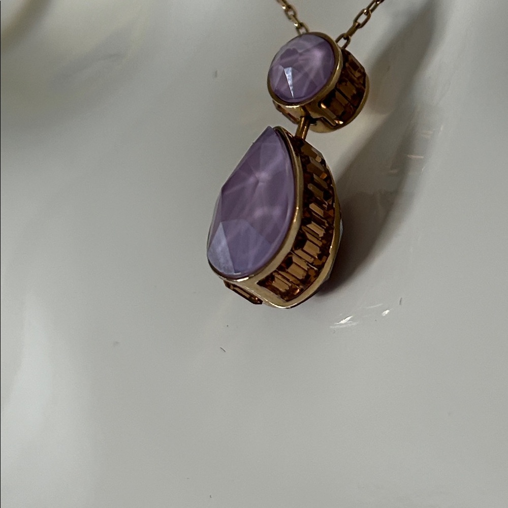 Swarovski Orbita Necklace, Drop cut crystal, Multicolored, Gold-tone Finish - Picture 3 of 15